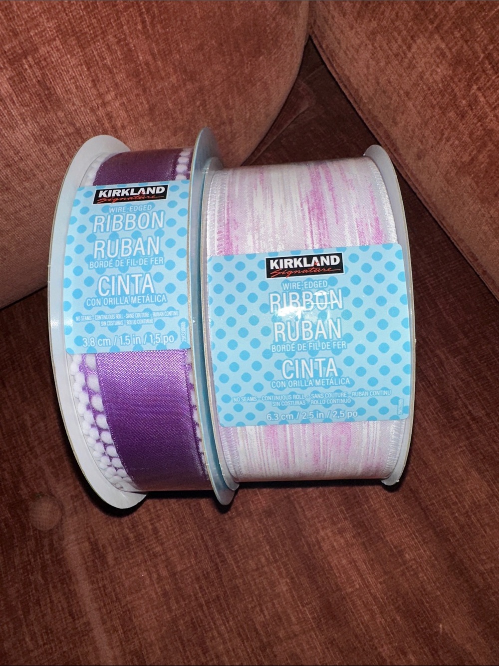 Kirkland Signature Wired Ribbon Bundle Purple Pink Craft Holiday Decor NWT